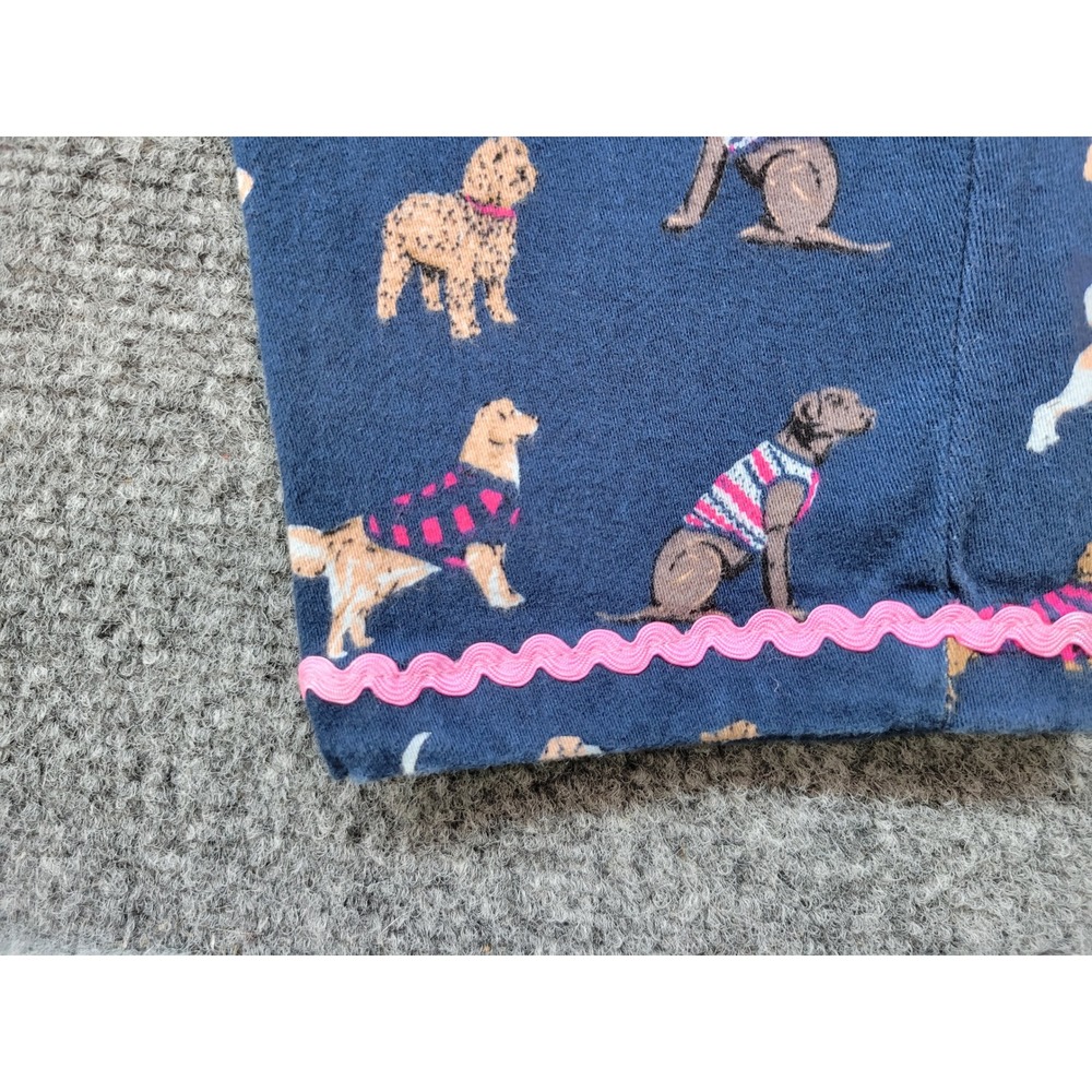Simply Southern Dog Print Pants Navy Blue Pink Ric-Rac Trim Womens Small - Picture 11 of 14